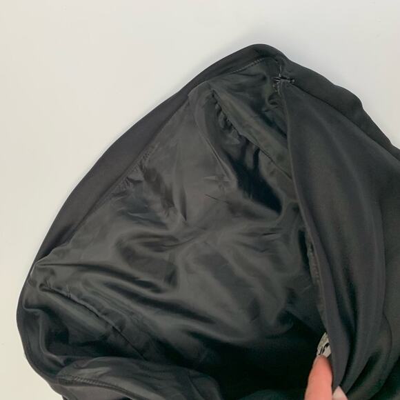 Black Ruched Wrap Over Strapless Midi A Line Dresd - Picture 11 of 11